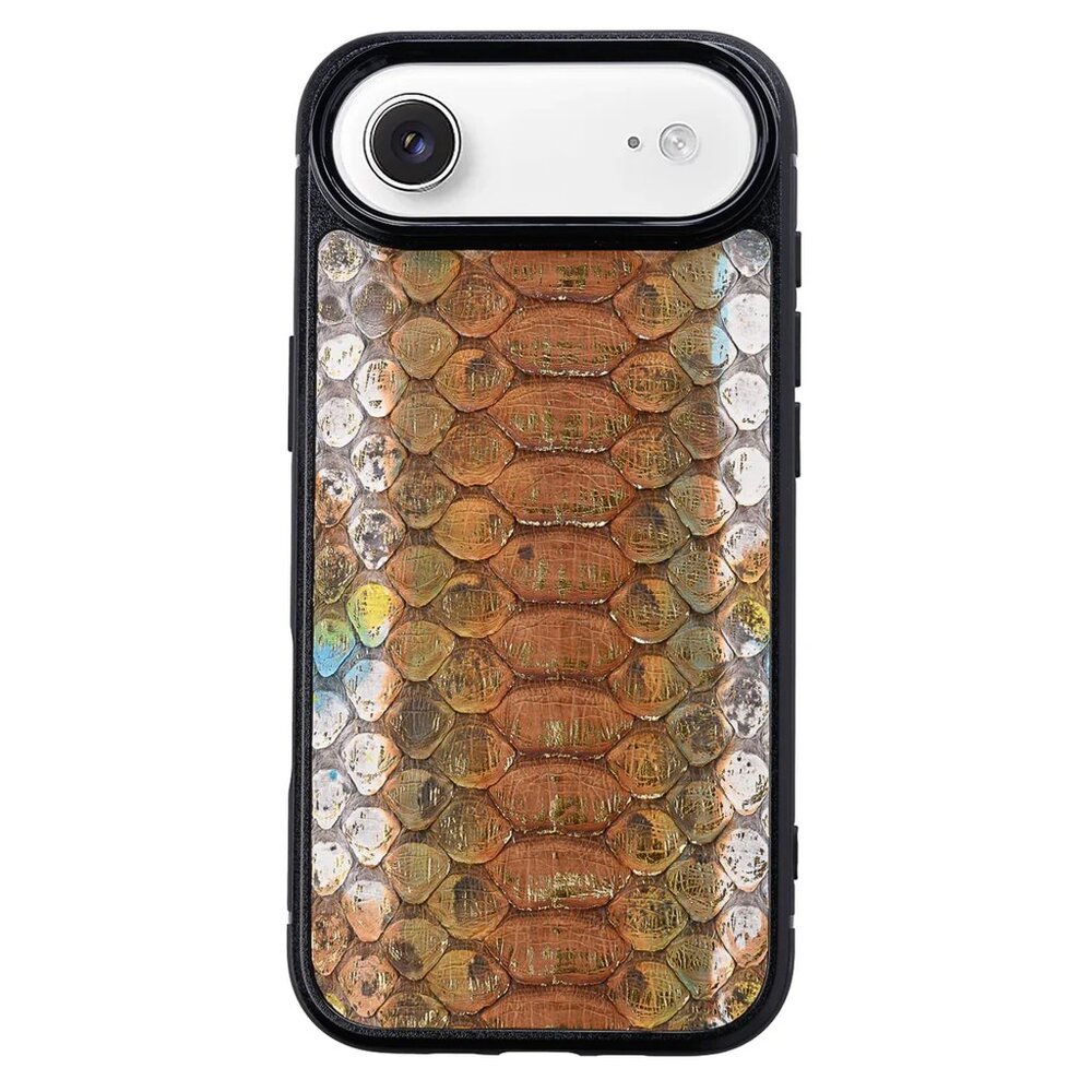 Python Snake Scales iPhone 17 Air Leather Case – Oxidized Copper